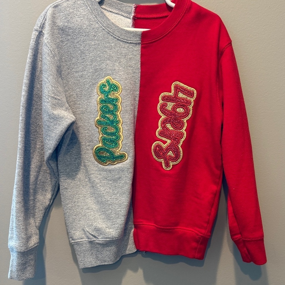 Kids Two-Tone Sweatshirt - Gray and Red - Picture 1 of 4